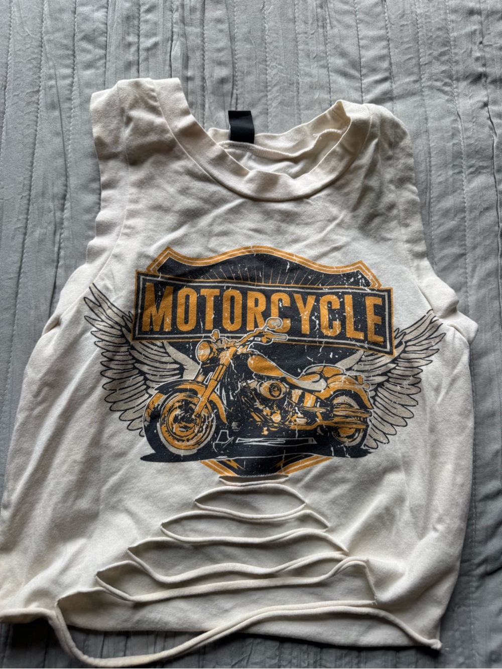 Windsor Cream Graphic Motorcycle Tank with Mustard & Black Print